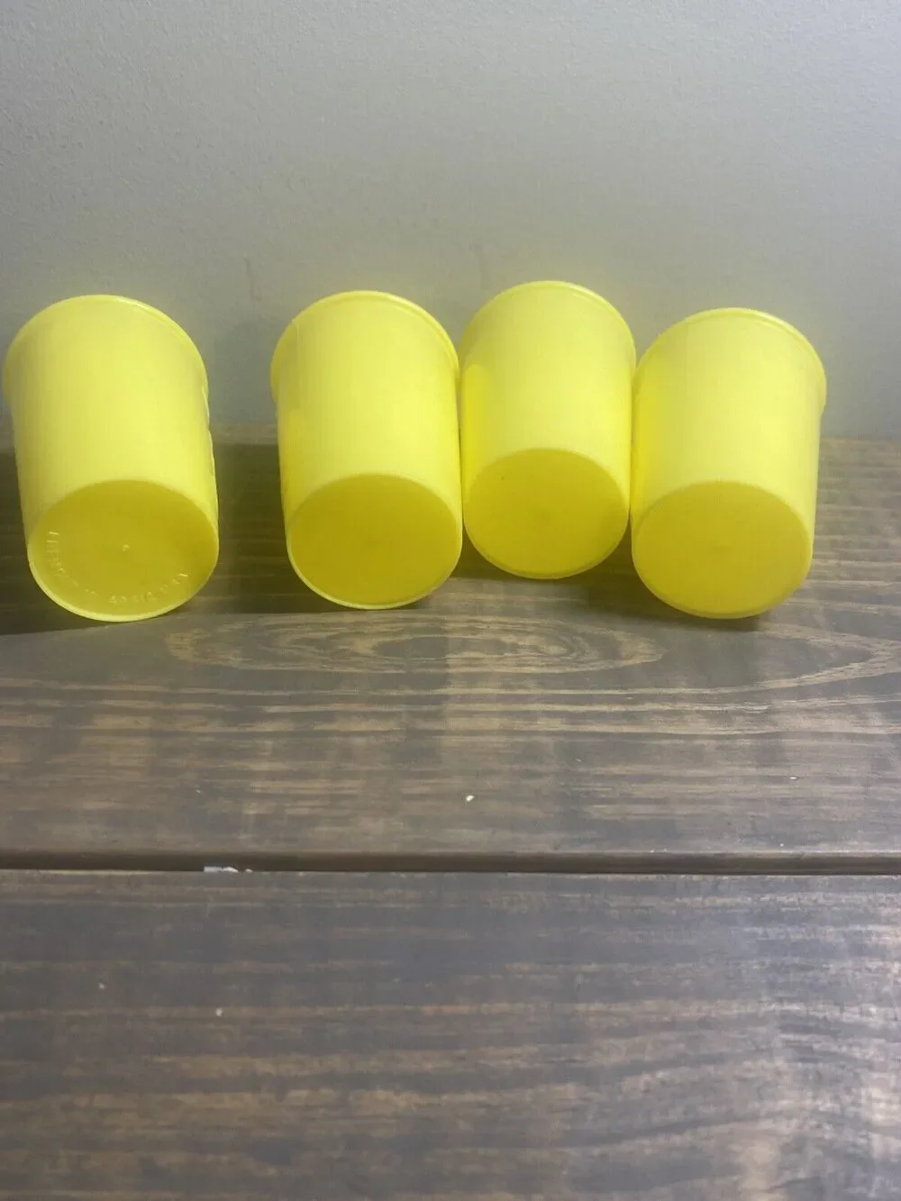 YELLOW Gerber Products Baby Face CUPS Plastic USA 1950s-1960s set of 4 vtge